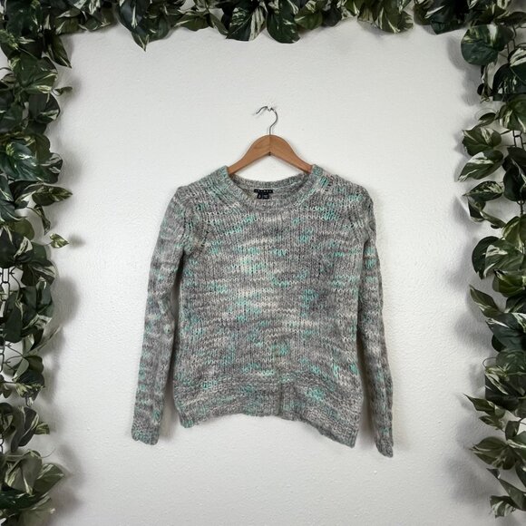 Theory Long Sleeve Cable Knit Crewneck Sweater Grey Blue Women’s Size S - Picture 1 of 9